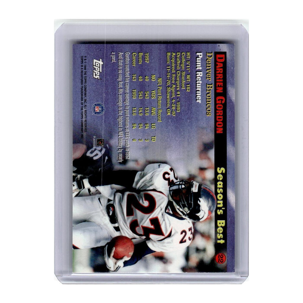 1998 Topps Season's Best Darrien Gordon Broncos #22