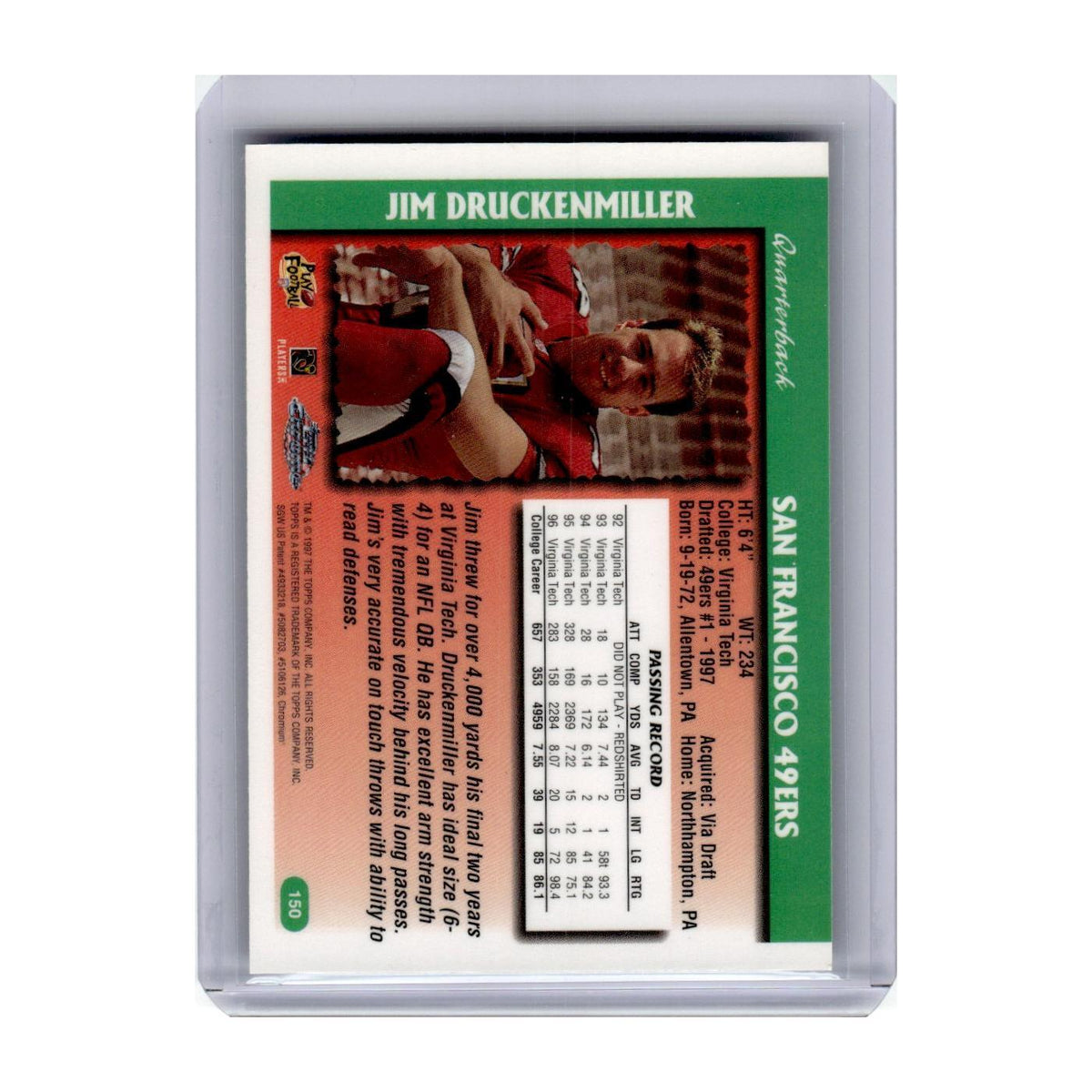1997 Topps Chrome Jim Druckenmiller RC 49ers #150