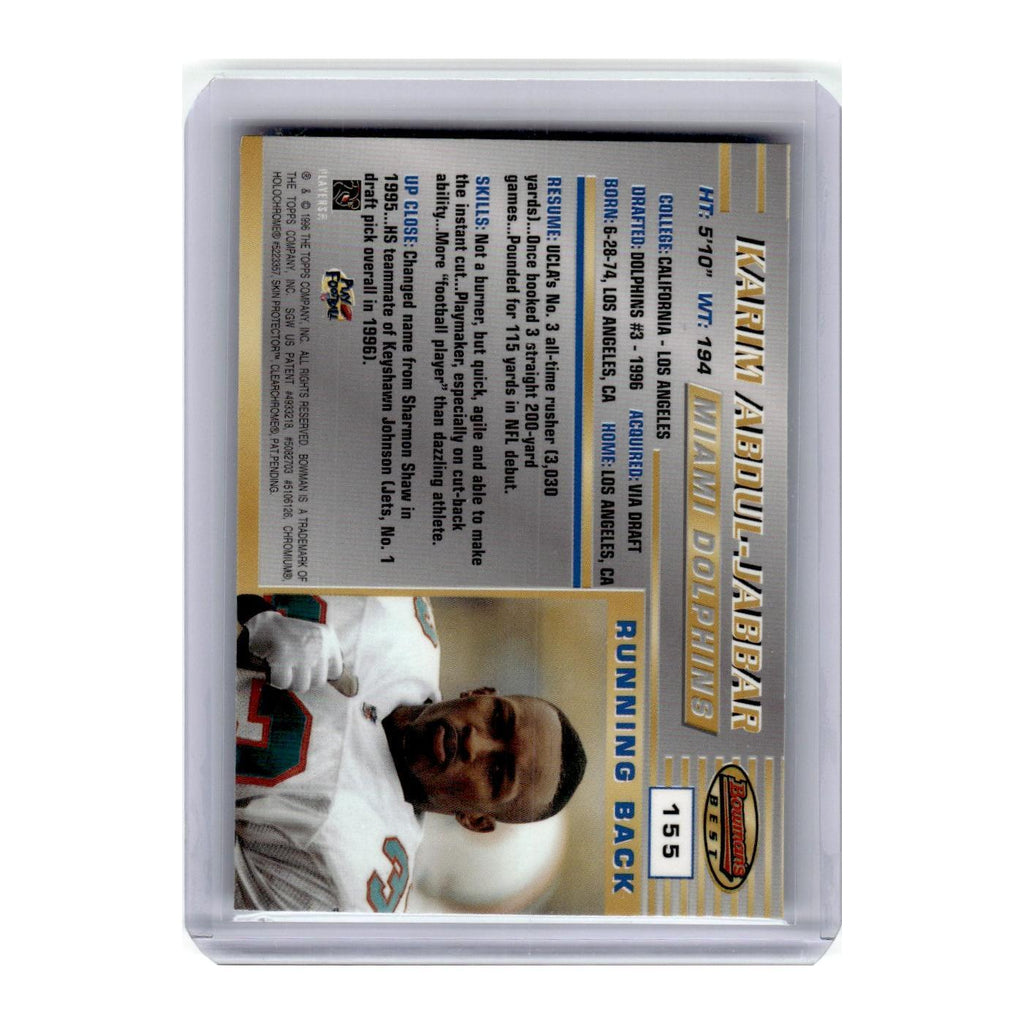 1996 Bowman's Best Karim Abdul-Jabbar RC Dolphins #155