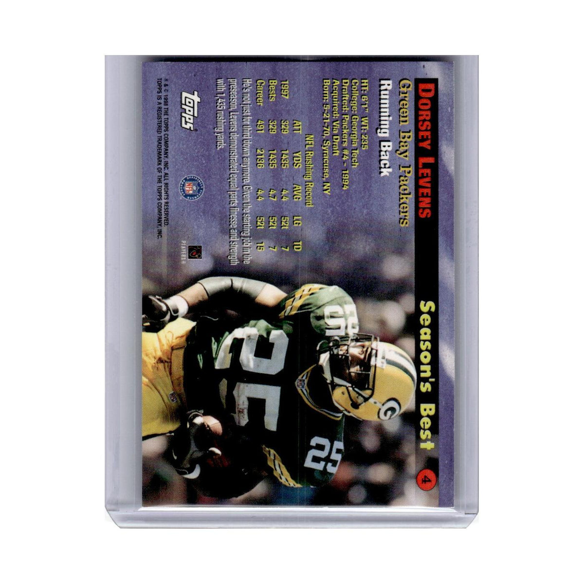 1998 Topps Power and Speed Dorsey Levens Packers #4