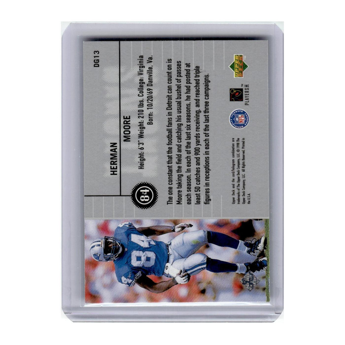 1998 Upper Deck Define the Game Herman Moore Lions #DG13