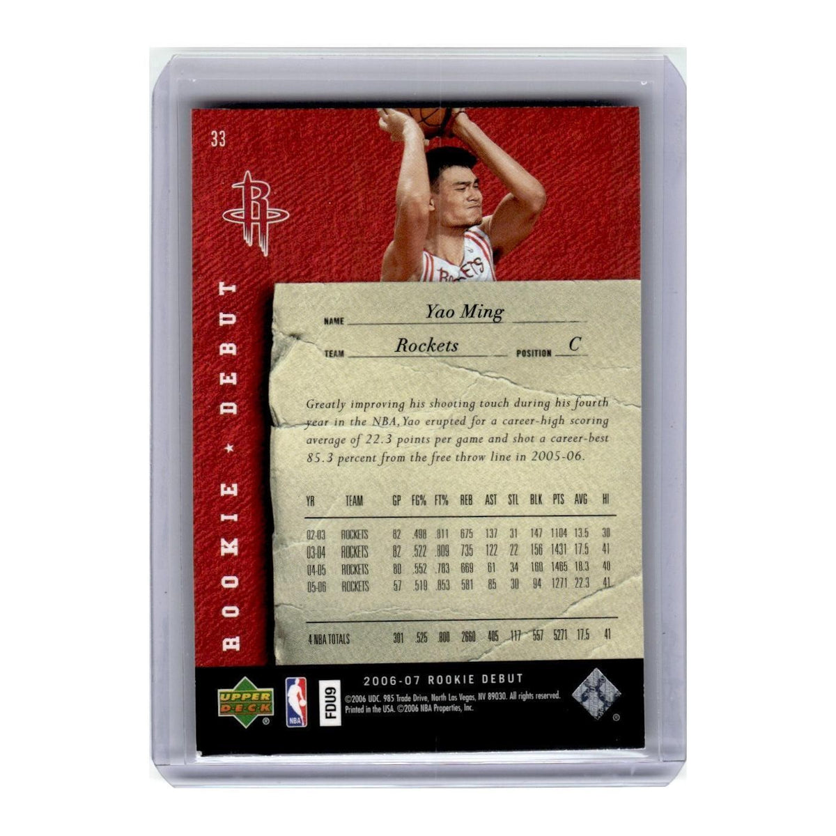 2006 Upper Deck Rookie Debut Yao Ming Rockets #33