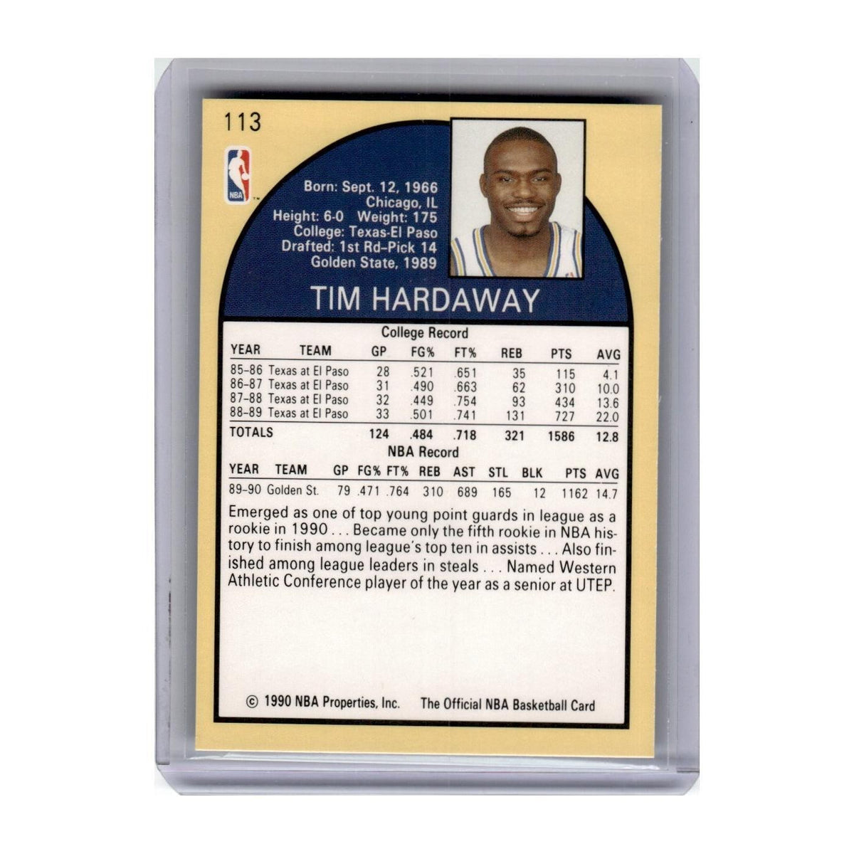 1989 Hoops Tim Hardaway Golden State Warriors #113