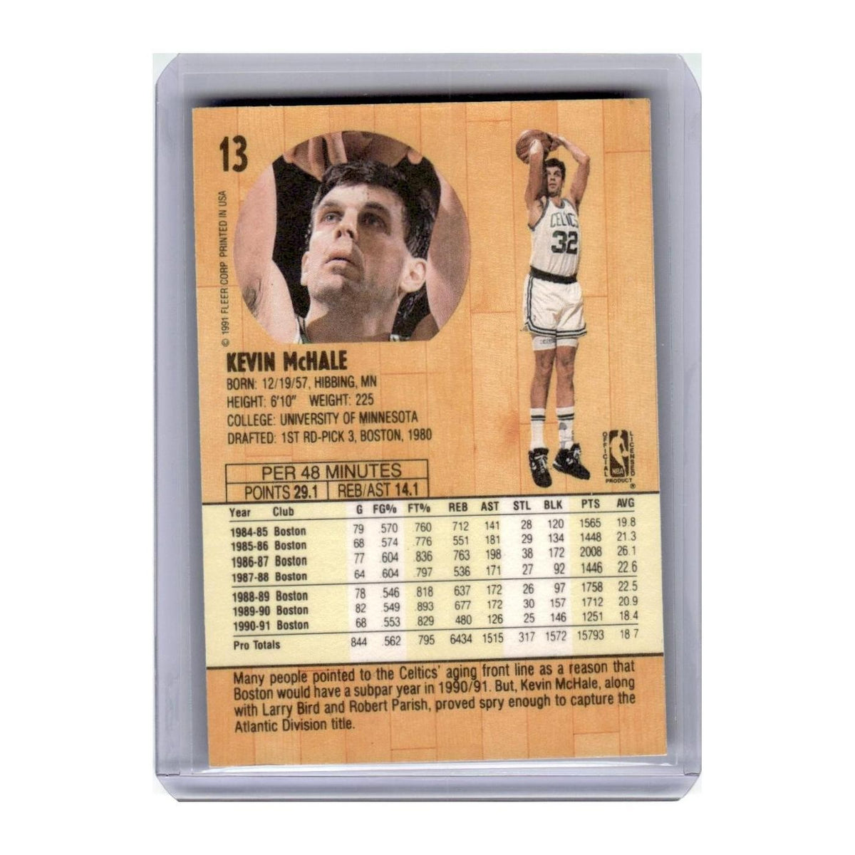 1991 Fleer Kevin McHale Celtics #13