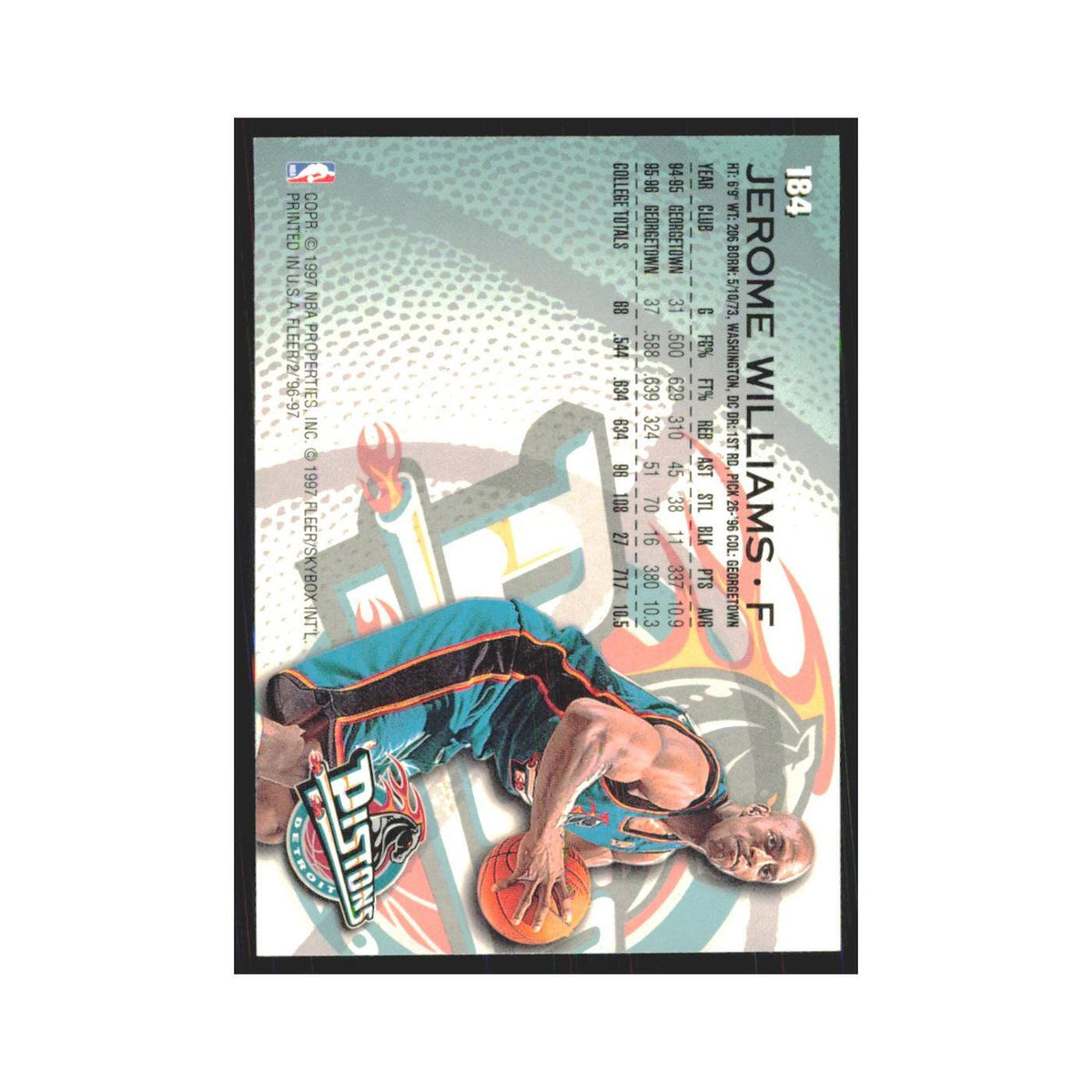1996 Fleer Jerome Williams RC Pistons #184