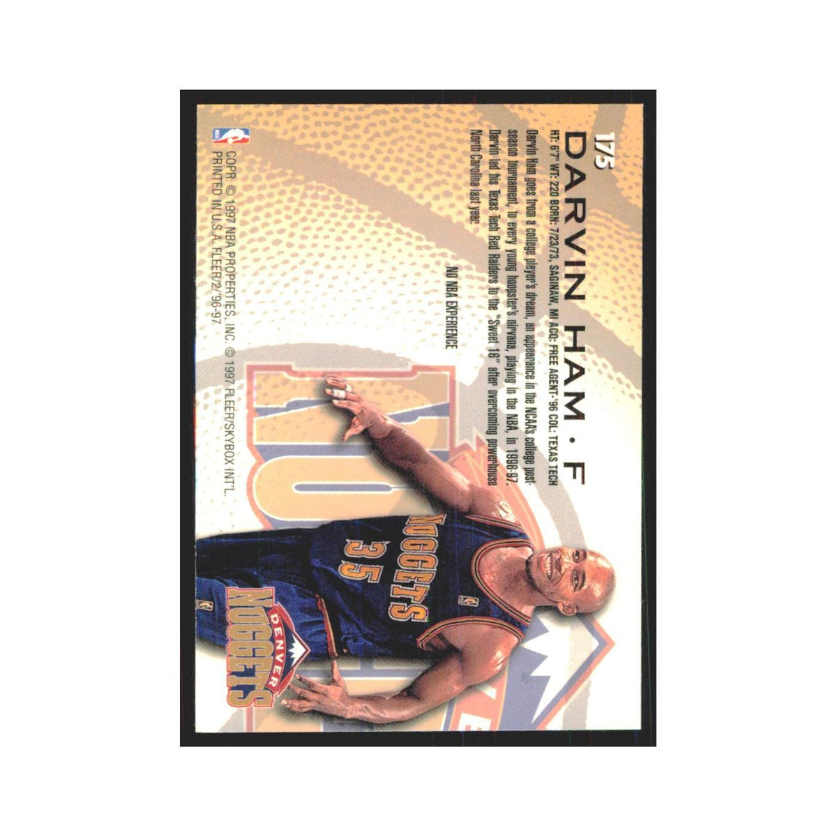 1996 Fleer Darvin Ham RC Nuggets #175