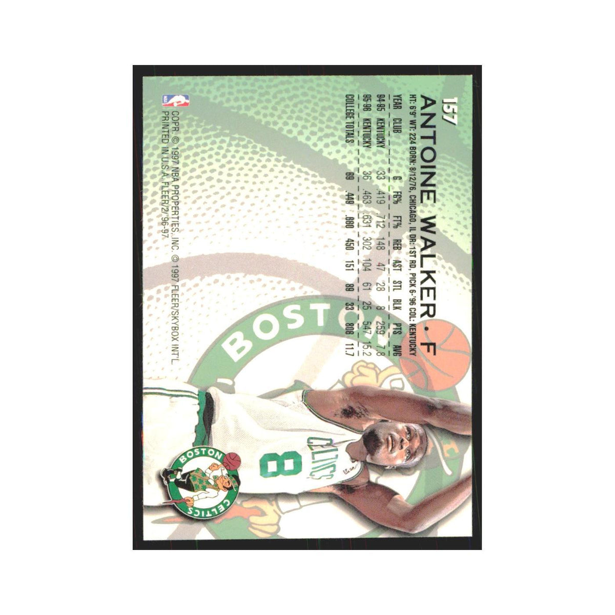 1996 Fleer Antoine Walker RC Celtics #157