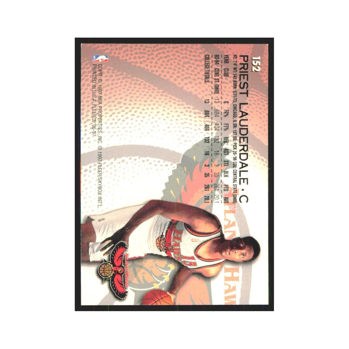 1996 Fleer Priest Lauderdale RC Hawks #152