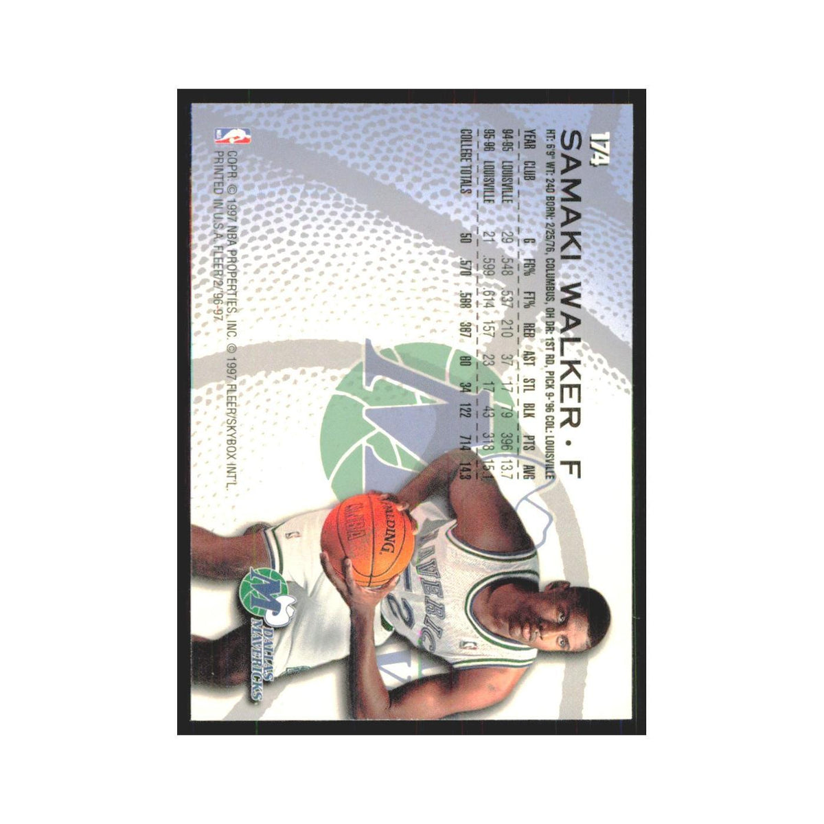 1996 Fleer Samaki Walker RC Mavericks #174
