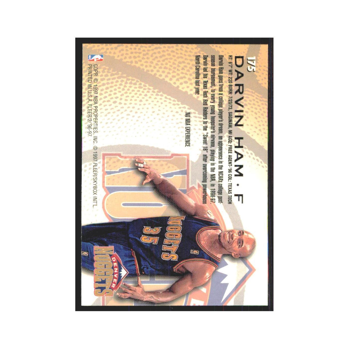 1996 Fleer Darvin Ham RC Nuggets #175