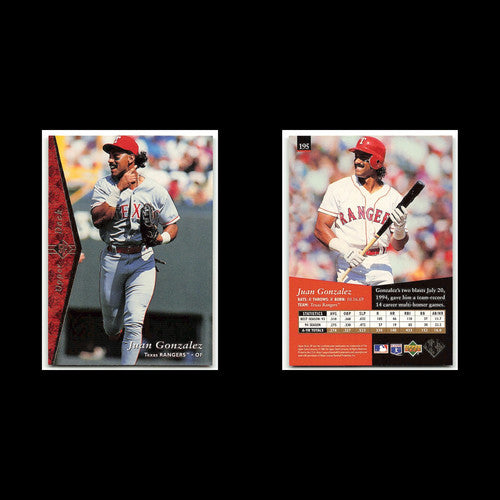 Juan Gonzalez #195 1995 Upper Deck SP Texas Rangers Baseball Card MLB NM
