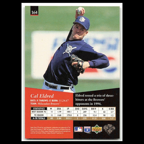 Cal Eldred #164 1995 Upper Deck SP Milwaukee Brewers Baseball Card MLB NM