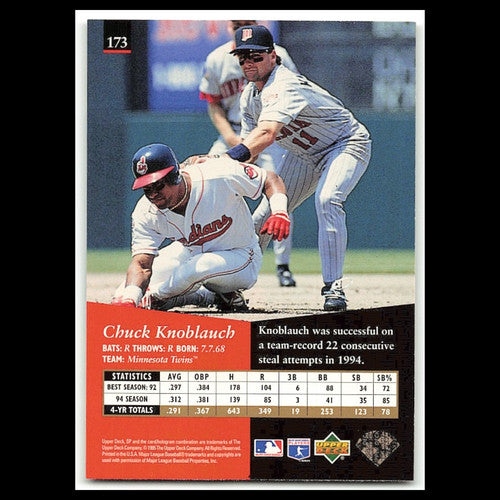 Chuck Knoblauch #173 1995 Upper Deck SP Minnesota Twins Baseball Card MLB NM