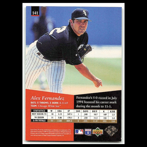 Alex Fernandez #141 1995 Upper Deck SP Chicago White Sox Baseball Card MLB NM