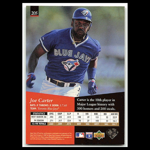 Joe Carter #205 1995 Upper Deck SP Toronto Blue Jays Baseball Card MLB NM