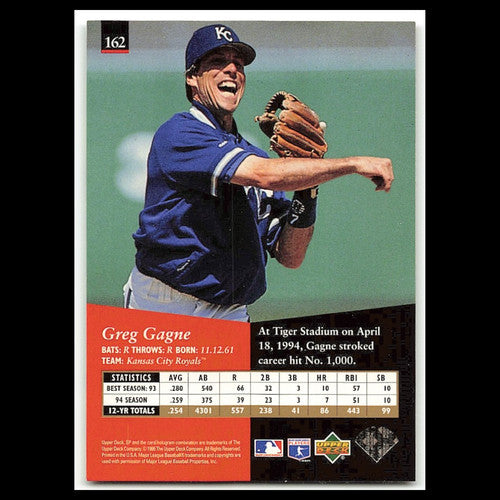 Greg Gagne #162 1995 Upper Deck SP Kansas City Royals Baseball Card MLB NM