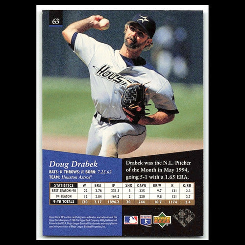 Doug Drabek #63 1995 Upper Deck SP Houston Astros Baseball Card MLB NM