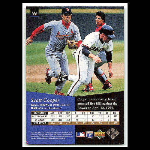 Scott Cooper #99 1995 Upper Deck SP St. Louis Cardinals Baseball Card MLB NM