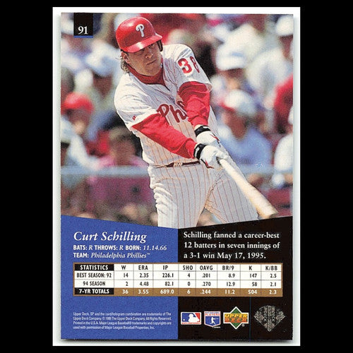 Curt Schilling #91 1995 Upper Deck SP Philadelphia Phillies Baseball Card MLB NM