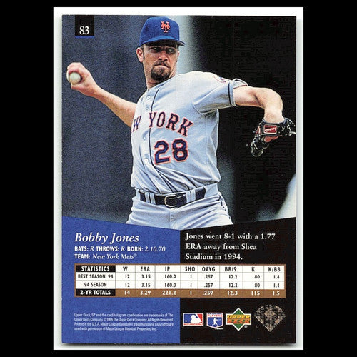 Bobby Jones #83 1995 Upper Deck SP New York Mets Baseball Card MLB NM