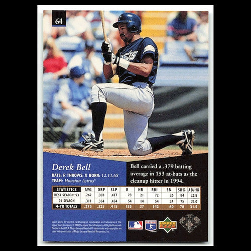 Derek Bell #64 1995 Upper Deck SP Houston Astros Baseball Card MLB NM