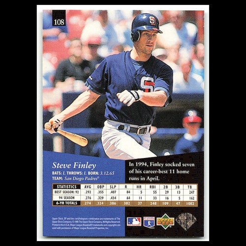 Steve Finley #108 1995 Upper Deck SP San Diego Padres Baseball Card MLB NM