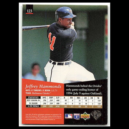 Jeffrey Hammonds #123 1995 Upper Deck SP Baltimore Orioles Baseball Card MLB NM