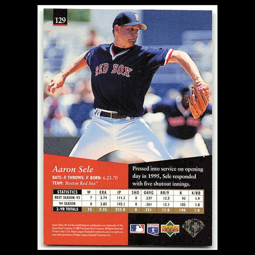 Aaron Sele #129 1995 Upper Deck SP Boston Red Sox Baseball Card MLB NM