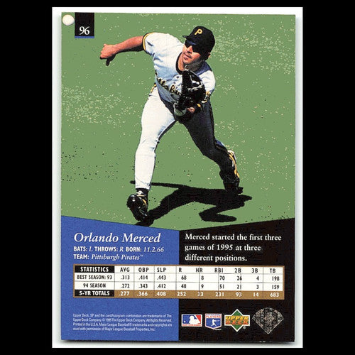 Orlando Merced #96 1995 Upper Deck SP Pittsburgh Pirates Baseball Card MLB NM