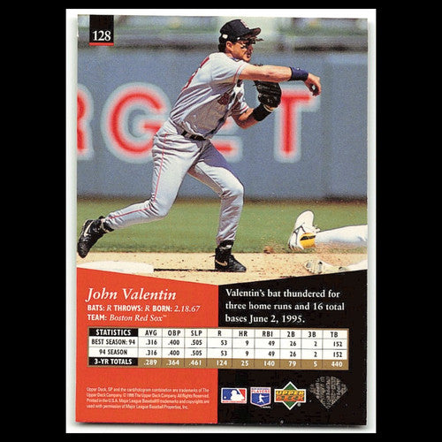 John Valentin #128 1995 Upper Deck SP Boston Red Sox Baseball Card MLB NM