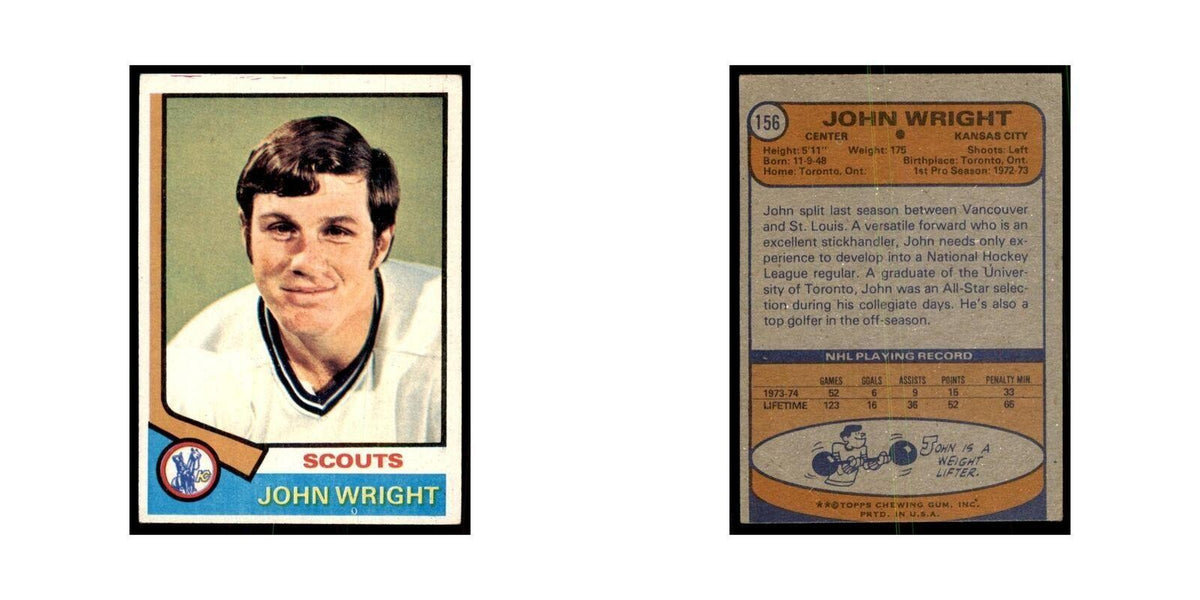 John Wright 1974 Topps (damaged) #156 Hockey Cards Hockey Card NM