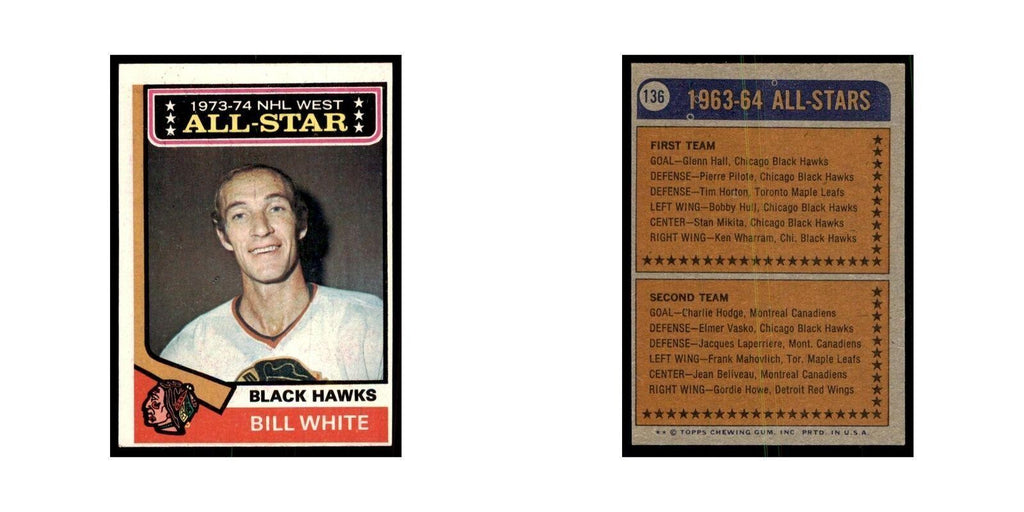 Bill White 1974 Topps (damaged) #136 Hockey Cards Hockey Card NM