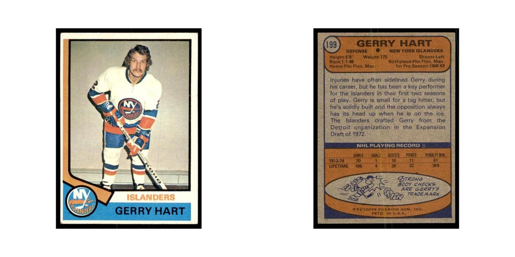 Gerry Hart 1974 Topps (damaged) #199 Hockey Cards Hockey Card NM