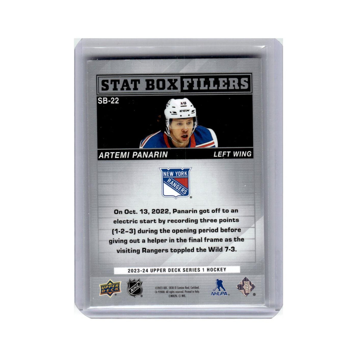 Artemi Panarin 2023 Upper Deck Stat Box Fillers #SB-22 New York Rangers NM