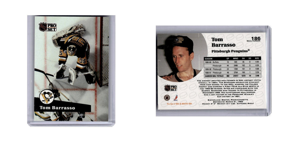 Tom Barrasso 1991 Pro Set #186 Pittsburgh Penguins Hockey Card NM