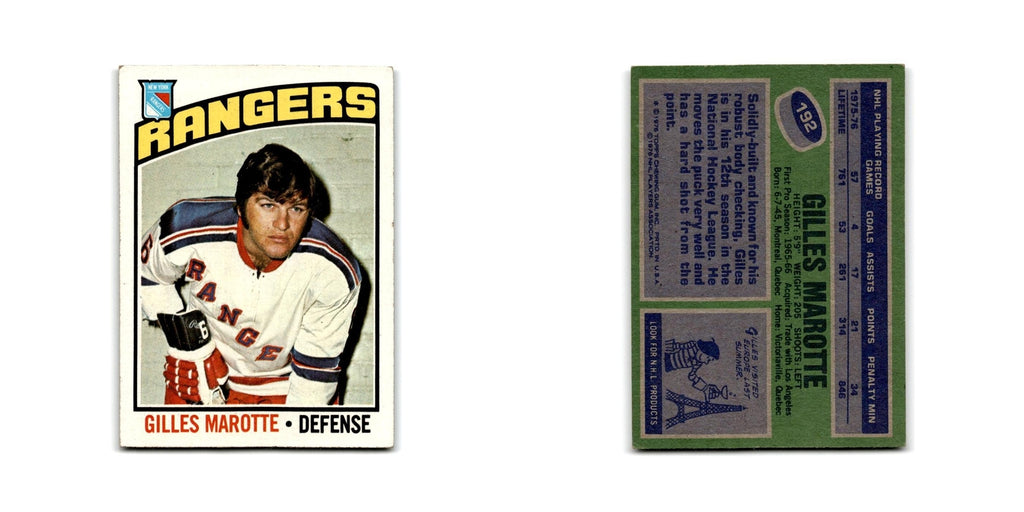 1976 Topps Gilles Marotte New York Rangers #192