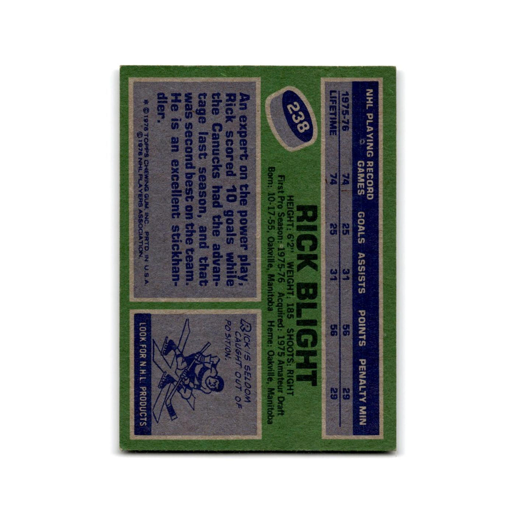 1976 Topps Rick Blight RC Vancouver Canucks #238