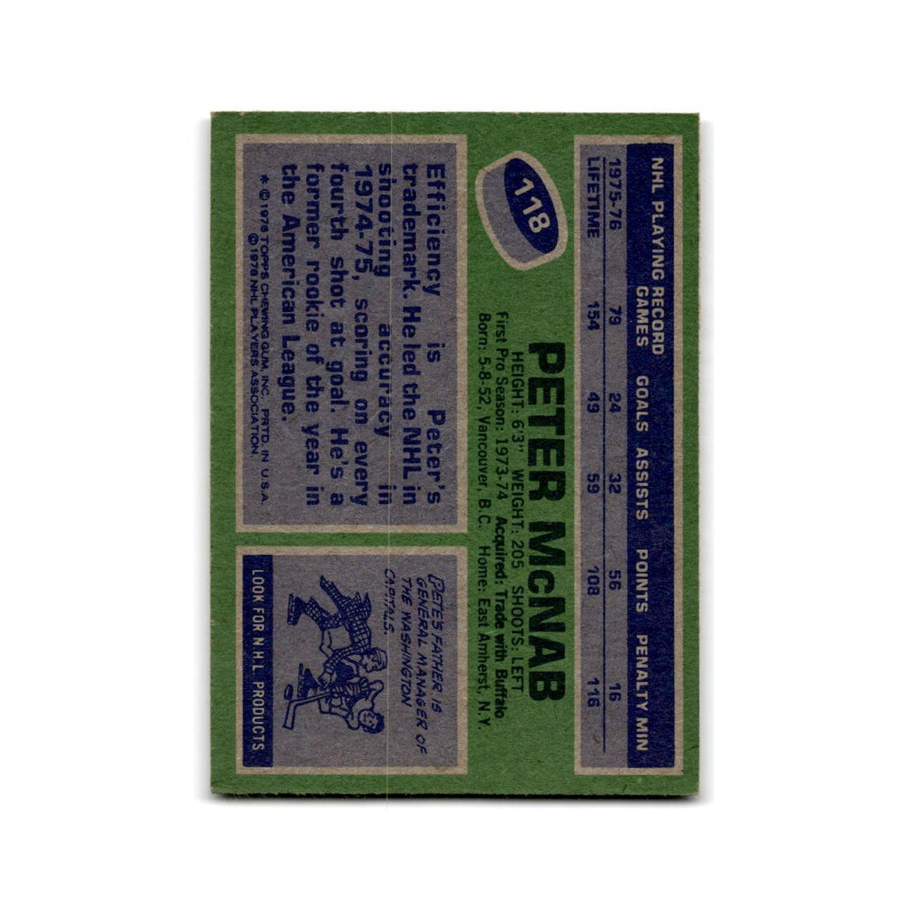 1976 Topps Peter McNab Boston Bruins #118
