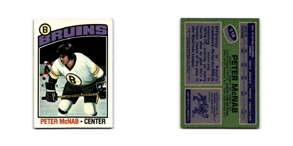 1976 Topps Peter McNab Boston Bruins #118