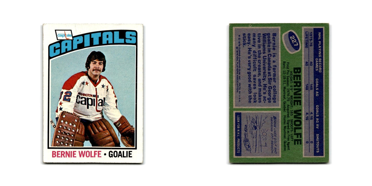 1976 Topps Bernie Wolfe RC Washington Capitals #227