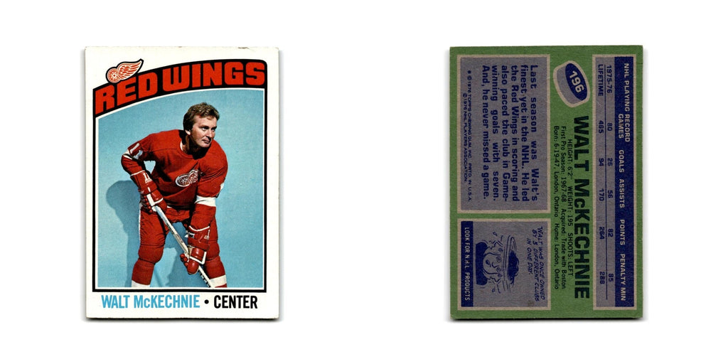 1976 Topps Walt McKechnie Detroit Red Wings #196