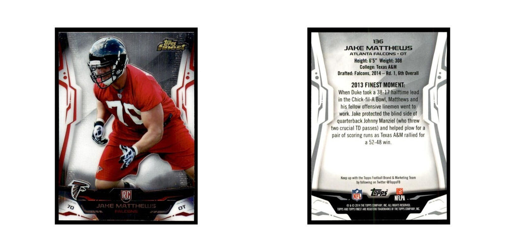 2014 Finest Jake Matthews RC Football Cards #136
