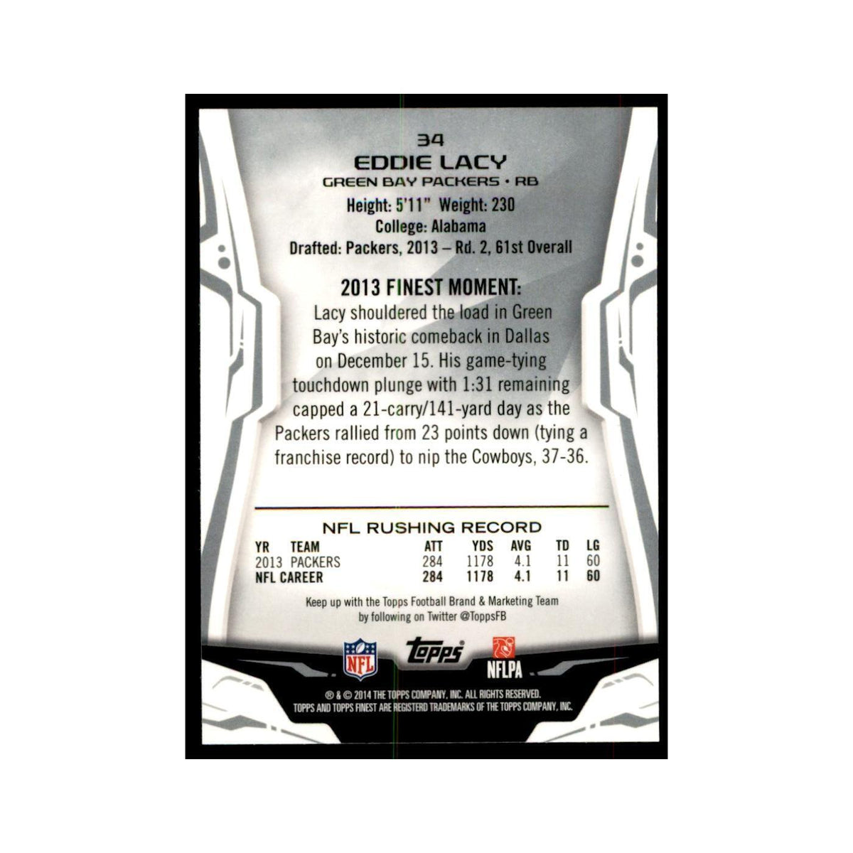 2014 Finest Eddie Lacy Football Cards #34