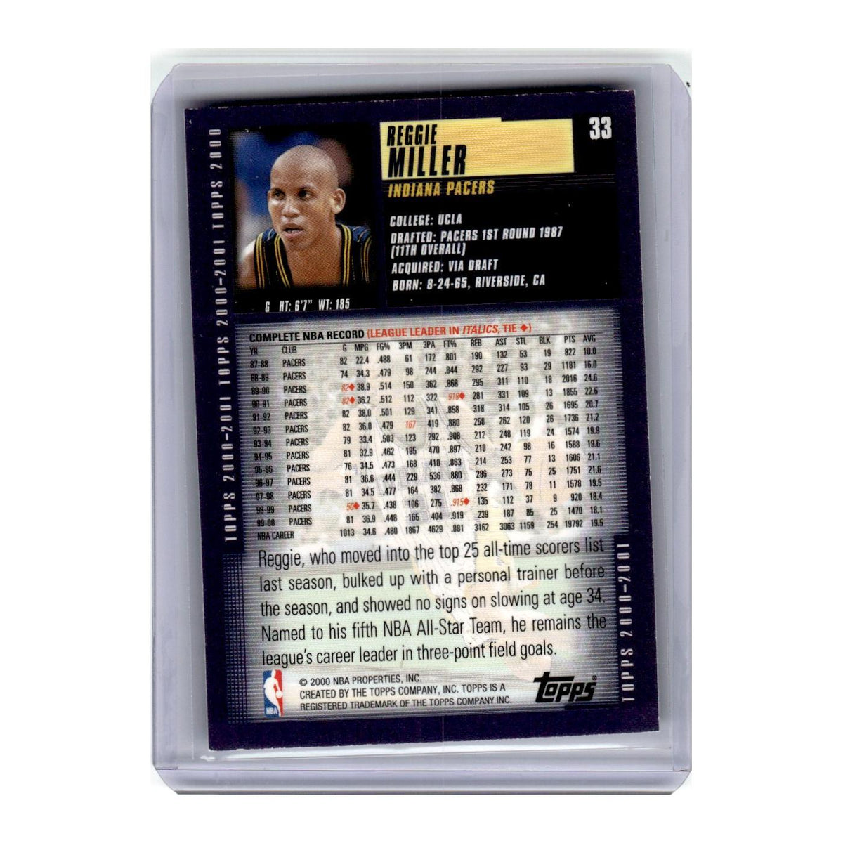 2000 Topps Reggie Miller Pacers #33