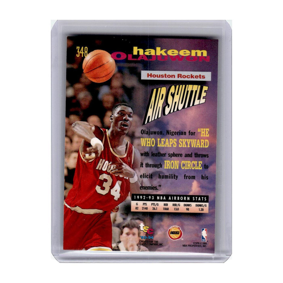 1993 Topps Stadium Club Hakeem Olajuwon Rockets #348