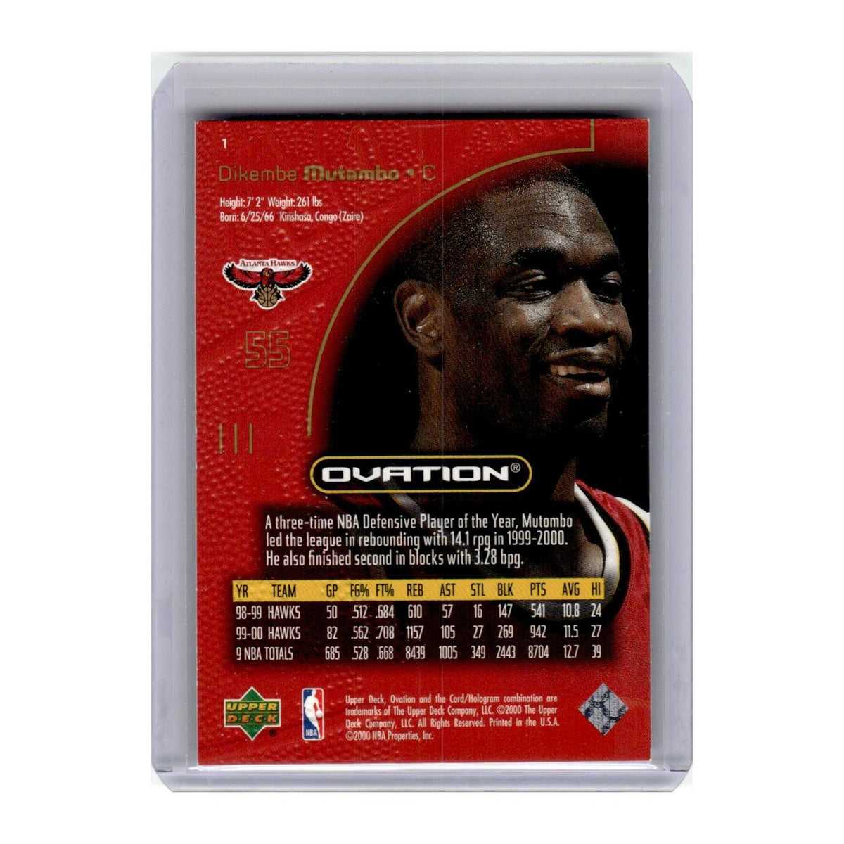 2000 Upper Deck Ovation Dikembe Mutombo Hawks #1