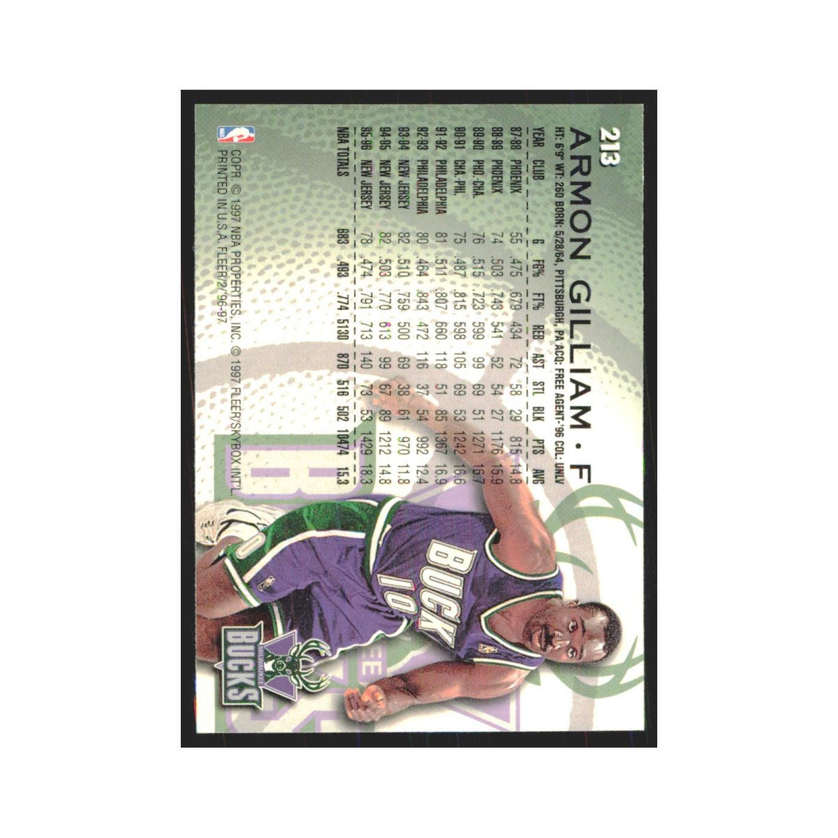 1996 Fleer Armon Gilliam Bucks #213