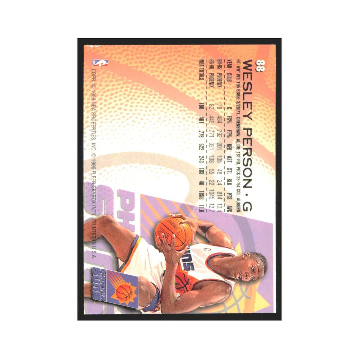 1996 Fleer Wesley Person Suns #88