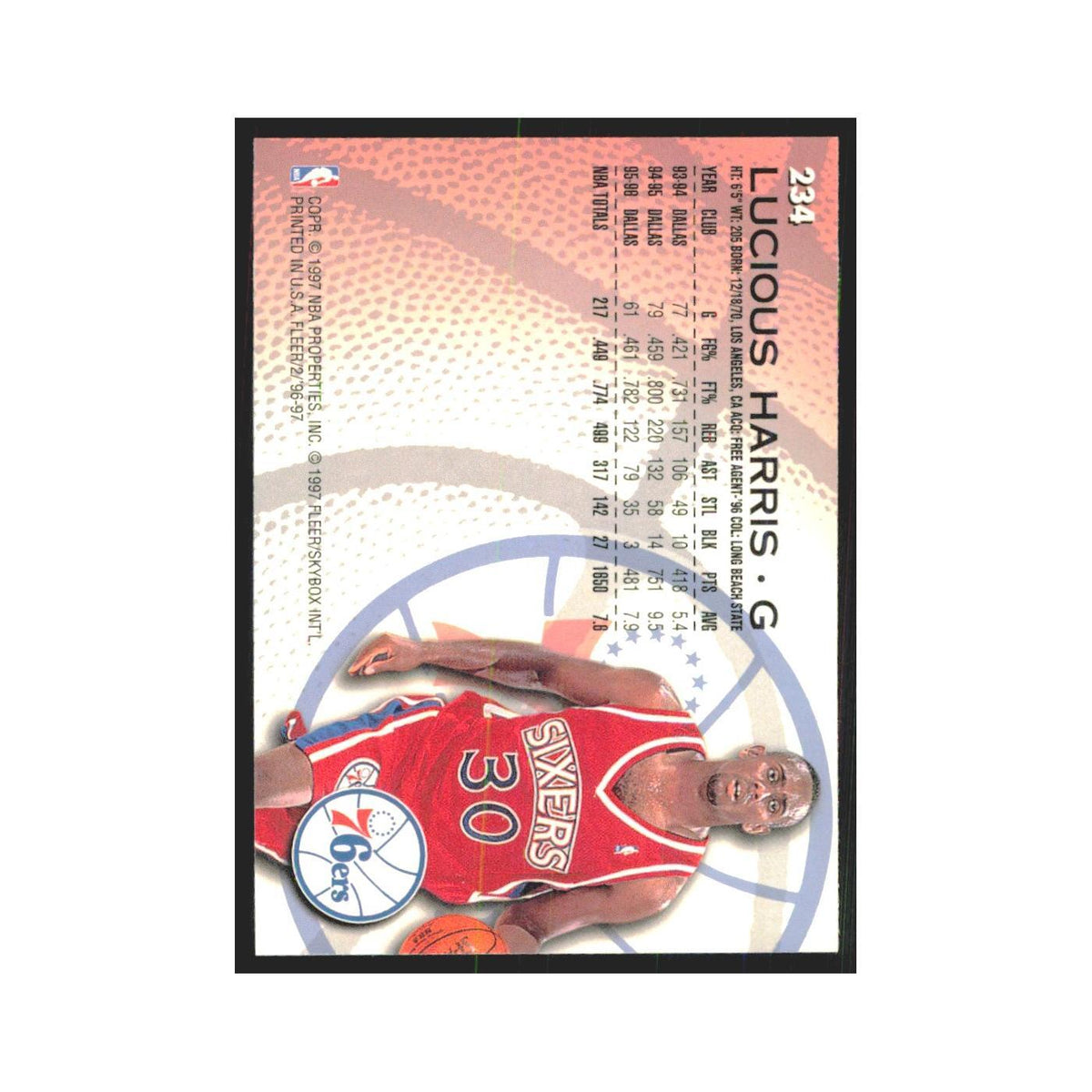 1996 Fleer Lucious Harris 76ers #234