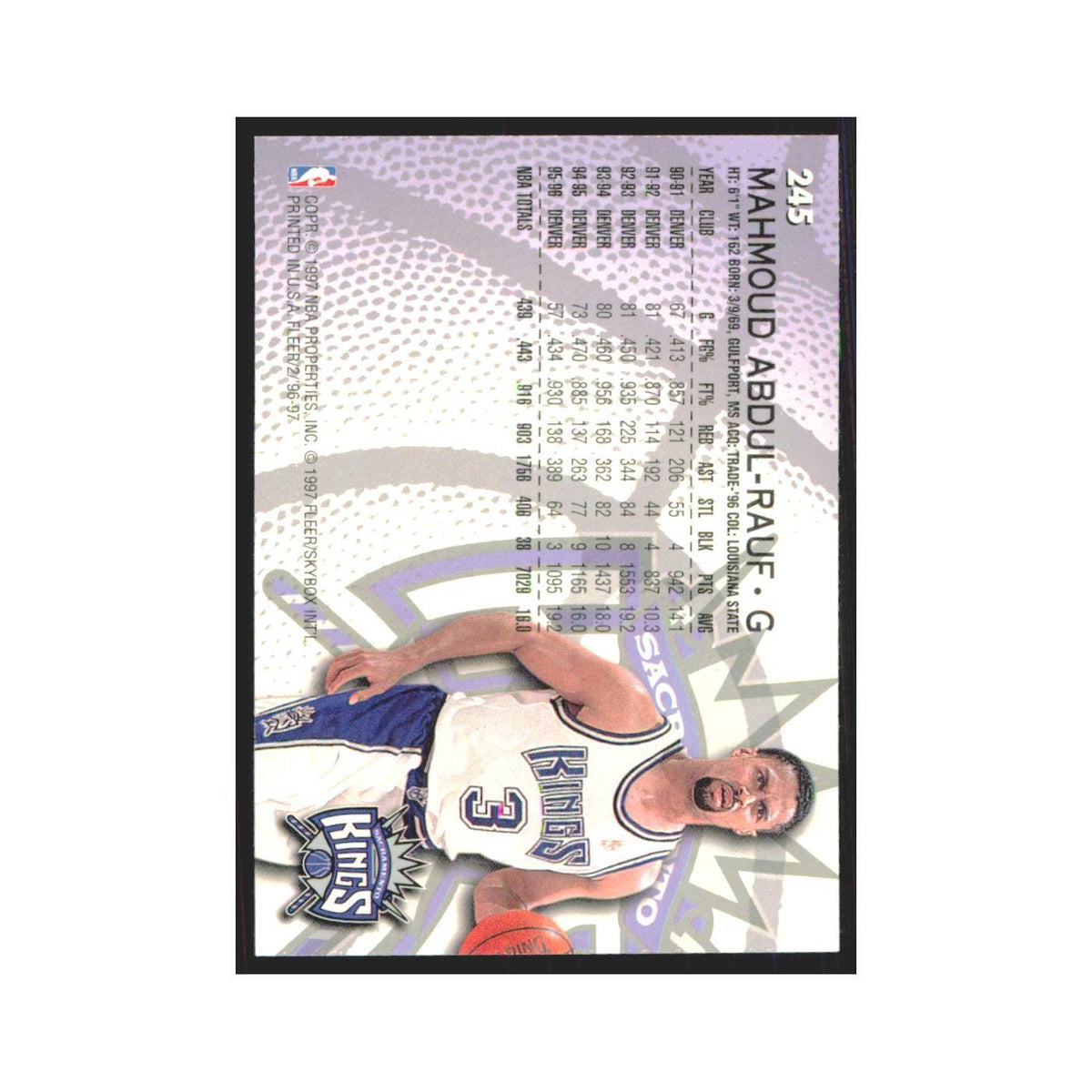 1996 Fleer Mahmoud Abdul-Rauf Kings #245